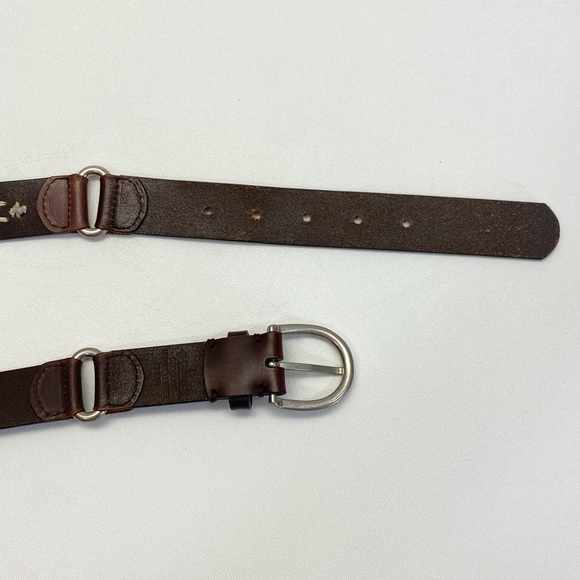 Columbia Leather Brown Belt Contrast Stitching Size Large Boho Western Y2K - Picture 6 of 7